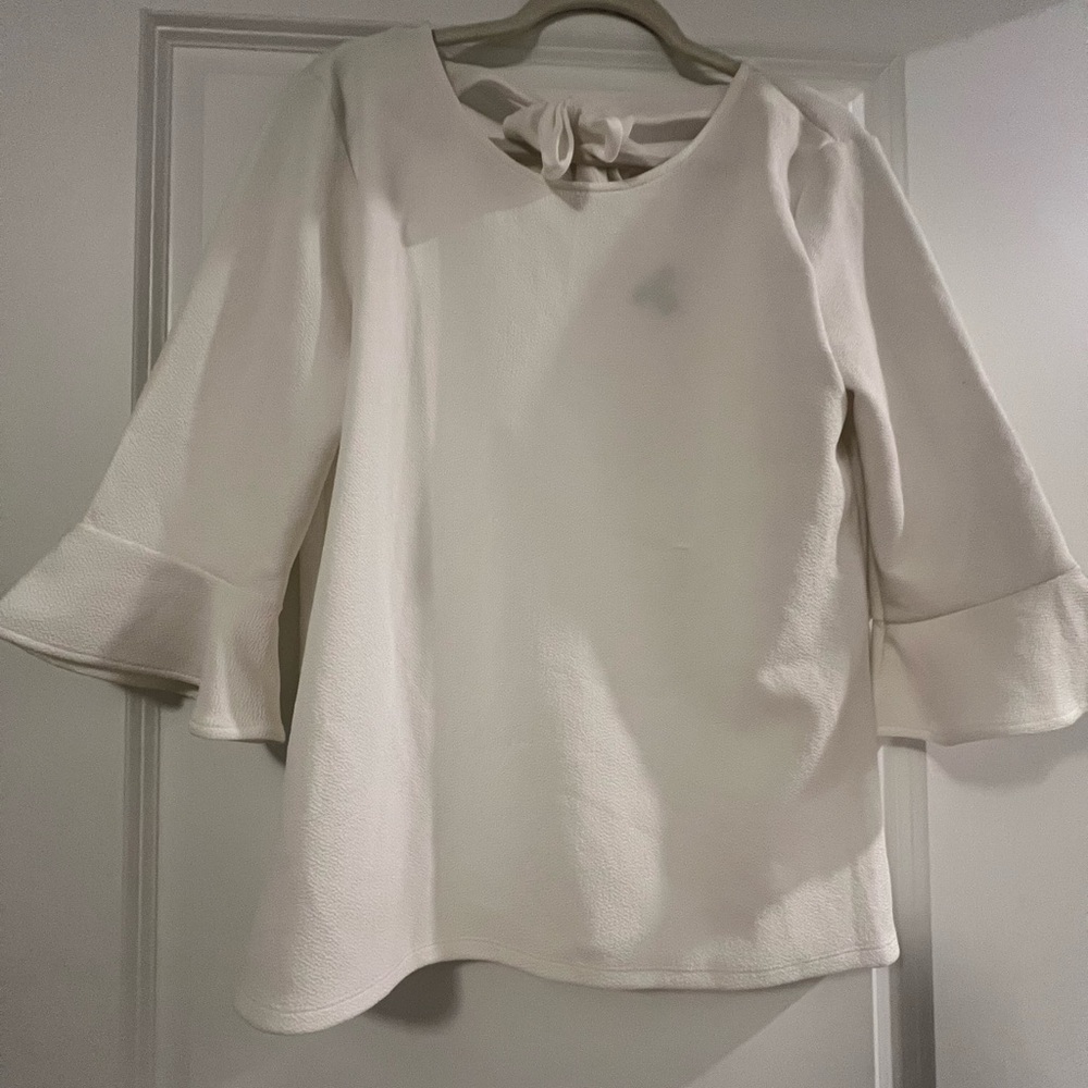 Ann Taylor Cream Blouse with Bell Sleeves